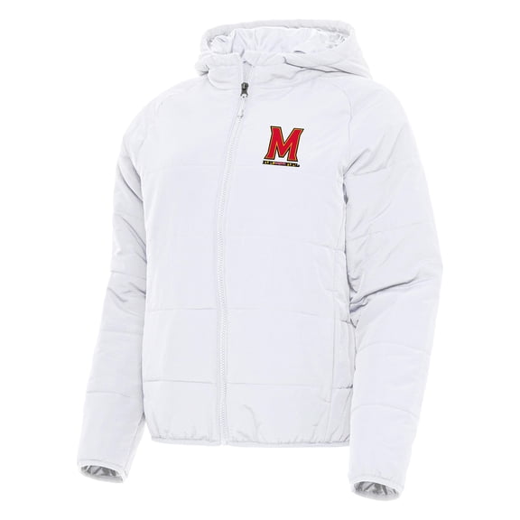 Women's Antigua White Maryland Terrapins Universe Full-Zip Puffer Jacket