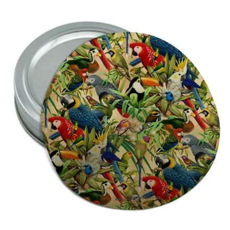 

Tropical Birds Parrot Macaw Toucan Pattern Round Rubber Non-Slip Jar Gripper Lid Opener