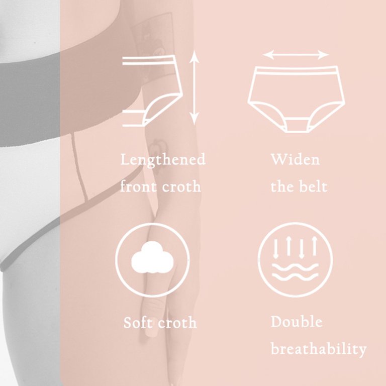 CLZOUD Sweatproof Underwear Women Pink Nylon Spandex Women's Underwear  Women's High Waisted Cotton Underwear Soft Breathable Panties Stretch  Briefs