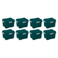 thumbnail image 1 of Sterilite 20 Gallon Plastic Storage Container Box & Lid, Teal (8 Pack), 1 of 5