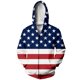 thumbnail image 1 of Sudadera con capucha de manga larga para hombre, estilo informal, con estampado 3D de la bandera estadounidense, estilo Harajuku, unisex, con cremallera, 1 of 6