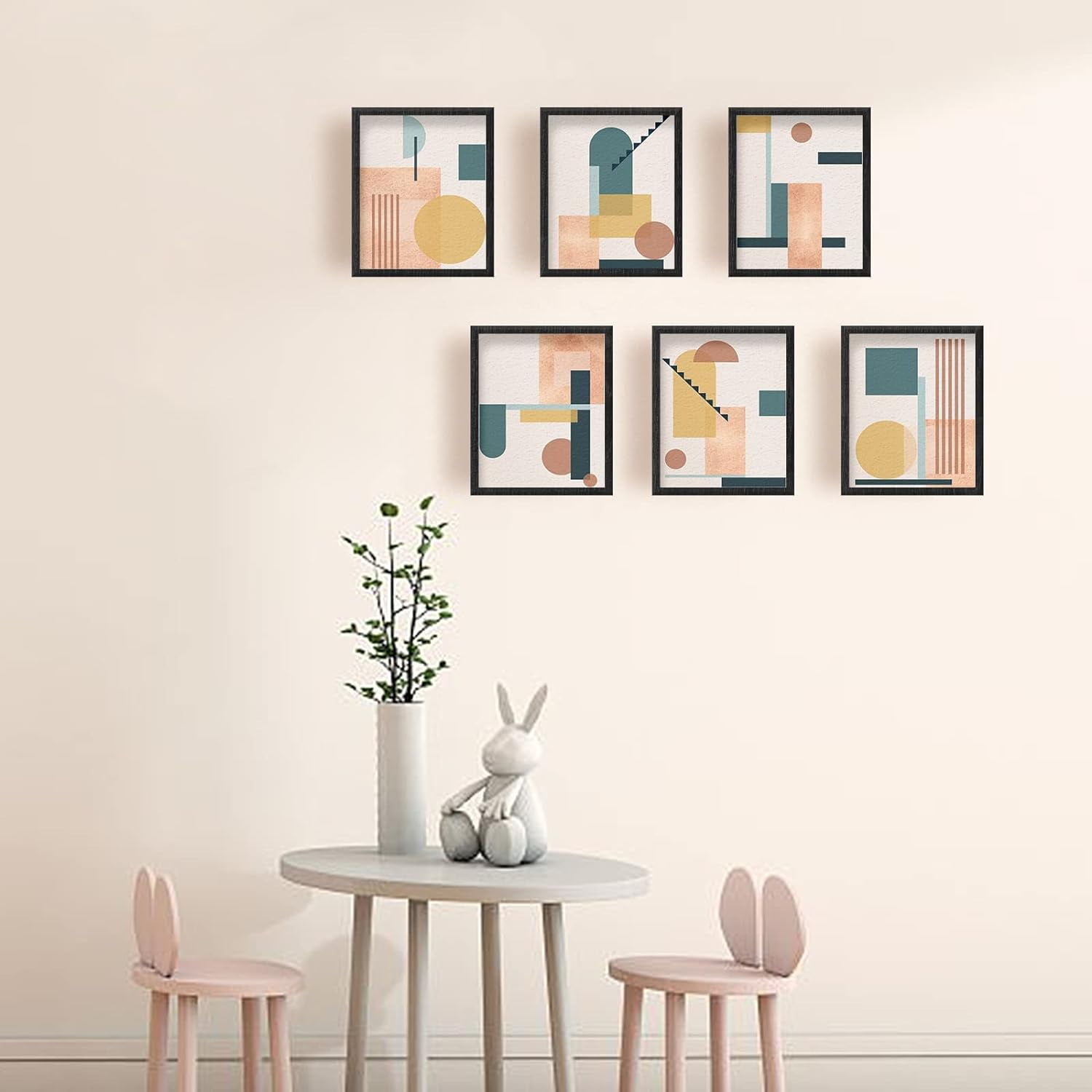 1 Set Rectangle Chemical Fiber Oil Canvas Hanging Painting for Home Wall Decoration Accessories Geometric Pattern 20x25cm 6pcs/set DIY Supplies