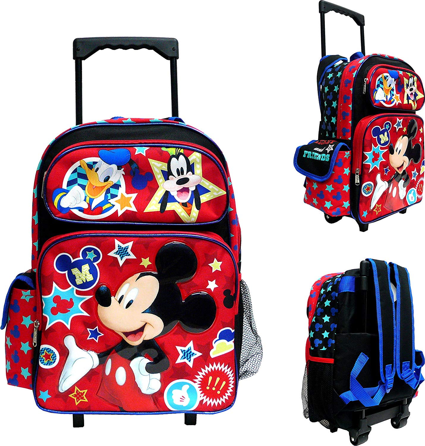 Licensed - Disney Mickey Mouse Large Rolling Backpack 16&quot; Canvas Boys Book Bag - 0 ...