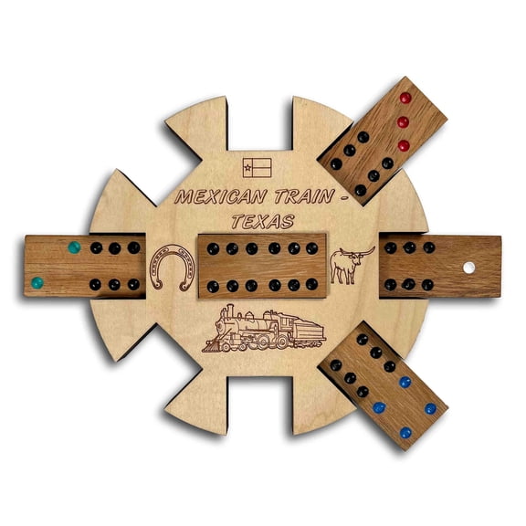 Creative Crafthouse Mexican Train Hub, Texas Edition Wood Domino Accessory, USA Made