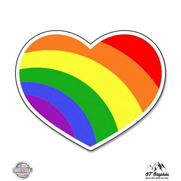 Gay Pride Heart - 3" Vinyl Sticker - For Car Laptop I-Pad Phone Helmet Hard Hat - Waterproof Decal