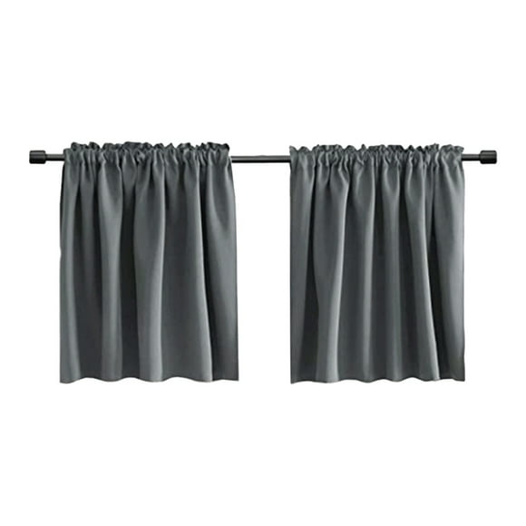 Grey Curtains - Short Window Curtain Tiers for Bathroom/Basement, Rod Pocket Curtain Drapes Blackout, 52 inches Wide x 18 inches Length, Grey, 2 Pieces - 29.13"W x 23.62" H