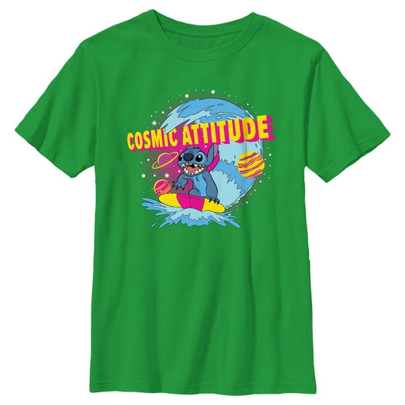 Boy's Lilo & Stitch Cosmic Attitude  Graphic Tee Kelly Green Medium