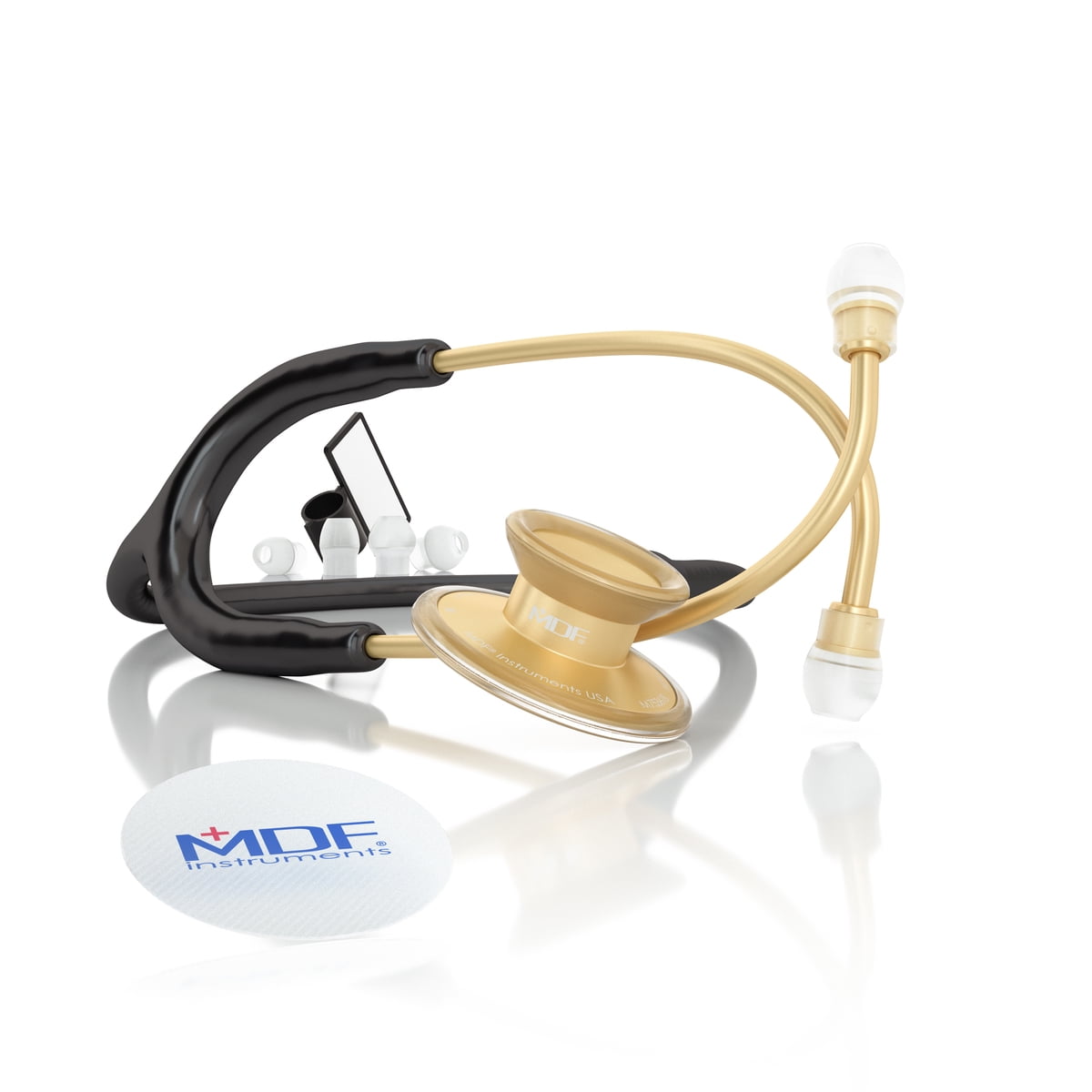 MDF Acoustica® Lightweight Dual Head Stethoscope (MDF747XP) - Black and Gold