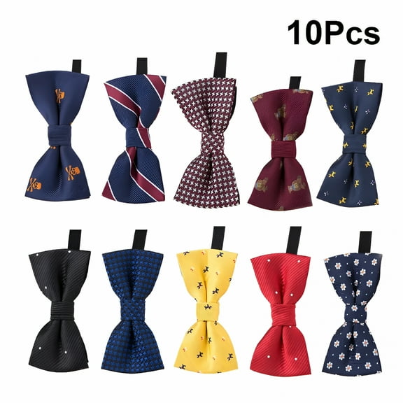 TELOLY Adjustable Pre-Tied Bow Ties for Boys - 10 Pieces