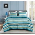 thumbnail image 2 of Chezmoi Collection 3-Piece Striped Comforter Set Full Size, Green Blue White Striped Printed Microfiber Bedding Lightweight Breathable Blanket for All Season, 2 of 9