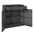 thumbnail image 1 of Outsunny Armoire de Rangement Extérieure en Osier avec 2 Tiroirs, Étagères, Gris Foncé, 1 of 10