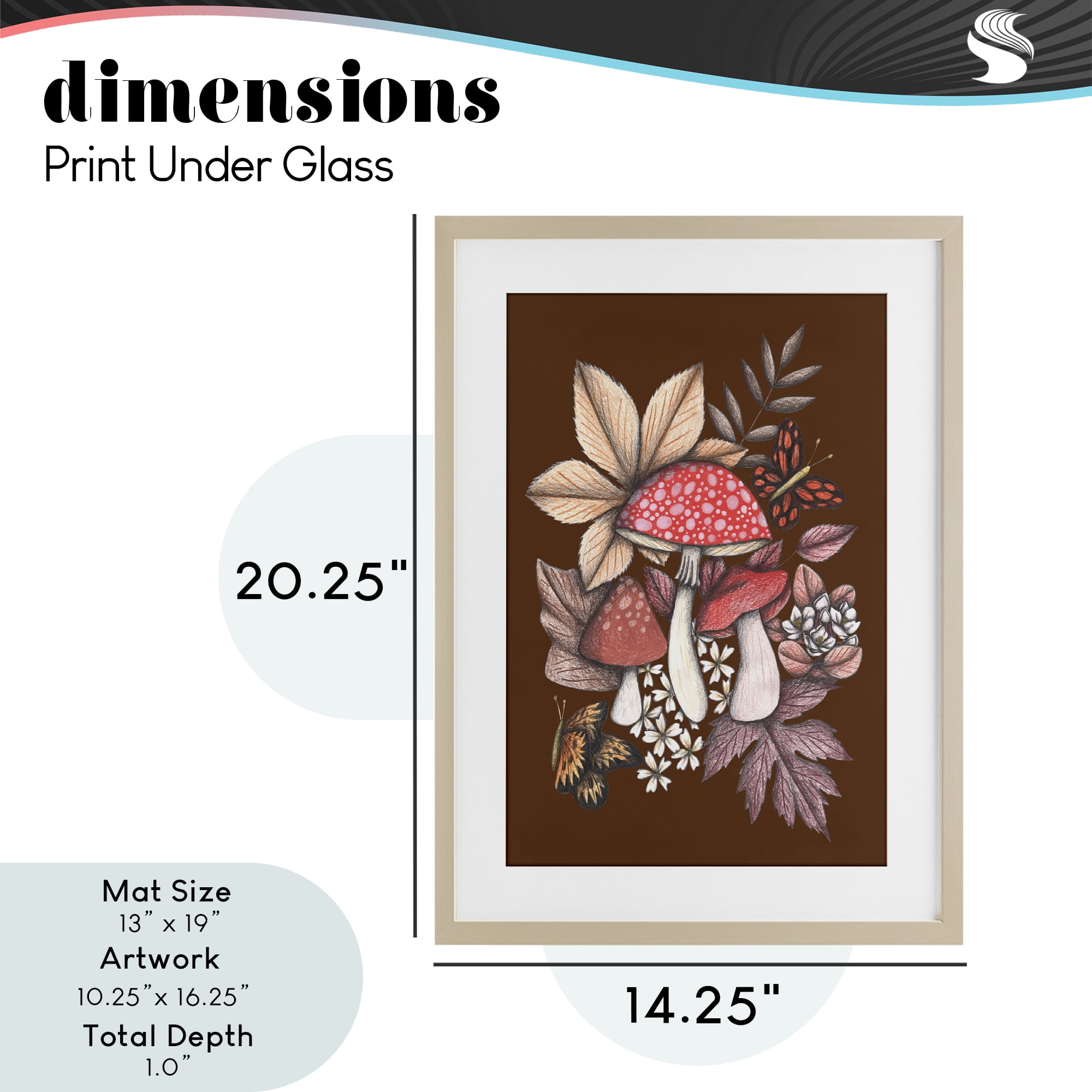 Autumnal Mushrooms Magic Birch Framed Print Under Glass, design by Cecilia Battaini