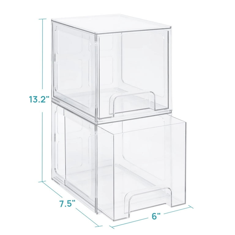 TALL Stackable Makeup Storage Drawers, Vtopmart 4 Pack Acrylic Bathroom  Organizers, Clear Plastic Storage Bins, 6.6 High