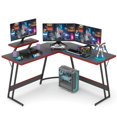 thumbnail image 1 of Devoko L Shaped Gaming Desk Computer Desk 51â€ Office Corner Desk with Monitor Stand Home Gaming Writing Study Table Workstation (Carbon Fibre Black), 1 of 4