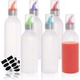 thumbnail image 1 of Lawei Paquete de 6 botellas de plástico para condimentos de 15 oz – Botellas de plástico con tapas y puntas de colores – Perfecto para condimentos, salsa, aderezos para barbacoa, jarabe, artes y manua, 1 of 5