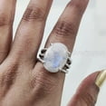 thumbnail image 4 of Natural Rainbow Moonstone Ring, Blue Fire Moonstone Ring, June Birthstone, 3 Twisted Band, 925 Sterling Silver, Womens Ring, Christmas, Thanksgiving, Handmade, Statement Jewelry, Natural Gemstone Ring, 4 of 7