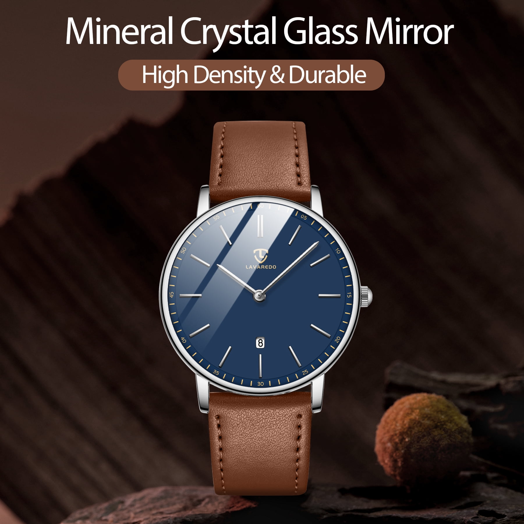 A ALPS Mens Watches Fashion Quartz Men's Watches Ultra Thin Minimalist Wristwatches with Leather Strap Gift for Man Father's Day Gifts