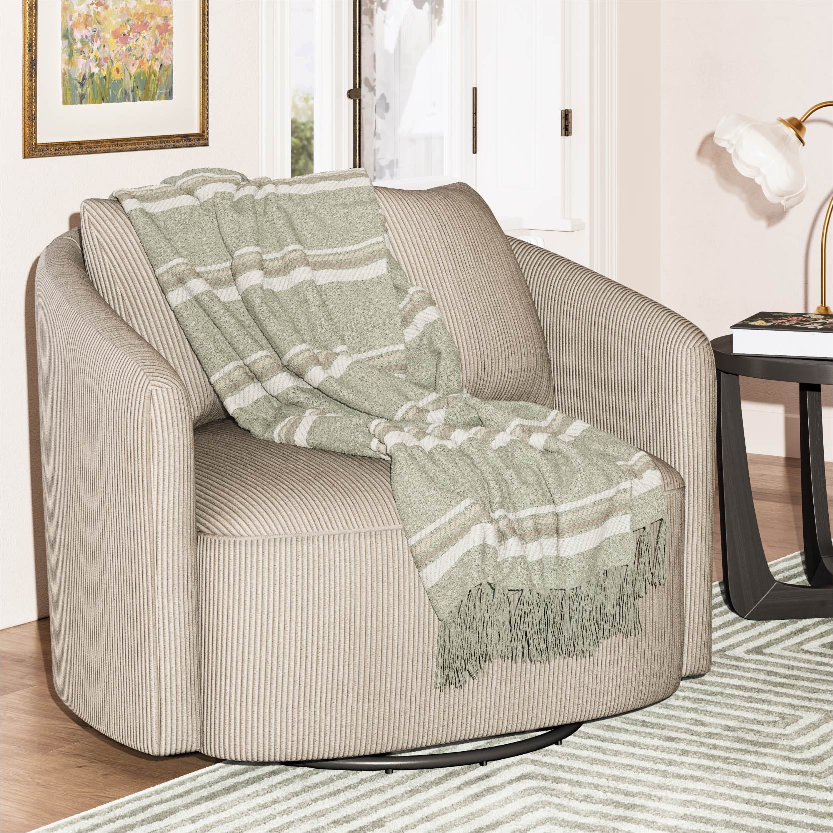 Beautiful Sage Green Cozy Chenille Throw by Drew Barrymore for Adults, 50" x 60"