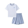 thumbnail image 4 of Khunlpohl 2 Piece Sets for Boys Striped Short Sleeve Shirts and Shorts Loungewear Outfits Set 5-15 Years, 4 of 6