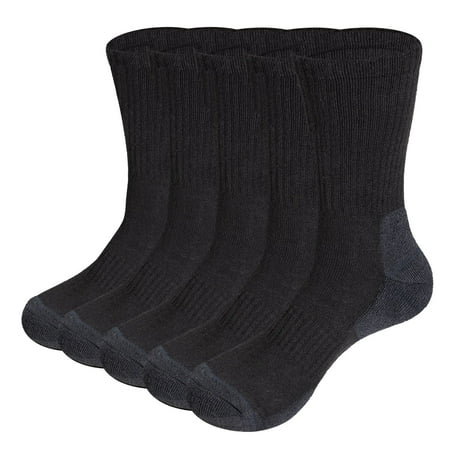 

YUEDGE Mens Athletic Workout Sports Socks Moisture Wicking Cushioned Mid Calf Crew Socks Black Work Socks For Men Size 10-13 5 Pairs/Pack