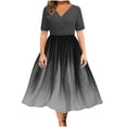 thumbnail image 2 of SMihono Robe Bohème d'Été pour Femmes Grande Taille Robe d'Été pour Femmes Décontractée Col Rond Dégradé Imprimé Manches Courtes Robe de Plage Robe de Fête, 2 of 6