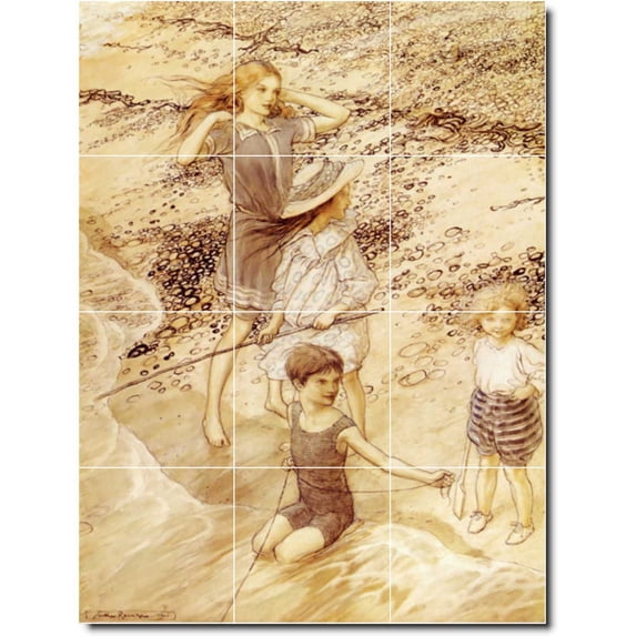 Ceramic Tile Mural-Arthur Rackham Illustration Painting 4. 24" w x 32" h using (12) 8 x 8 ceramic tiles