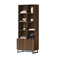 thumbnail image 6 of EYYTHUNG Farmhouse Bookshelf with Doors Cabinet, 71" Tall Storage Cabinet Bookcase 4 Tier Adjustable Shelves Storage Wooden Book Case, Brown, 6 of 8