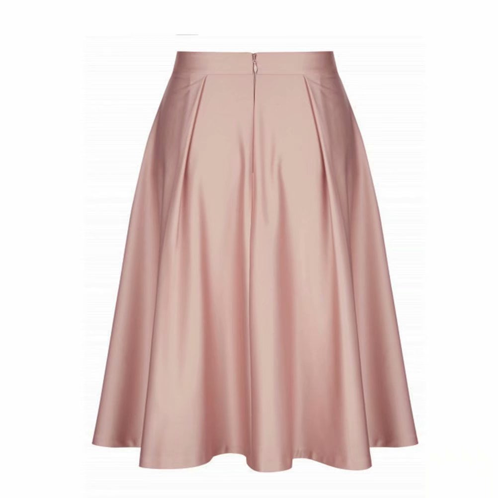 pink midi skater skirt