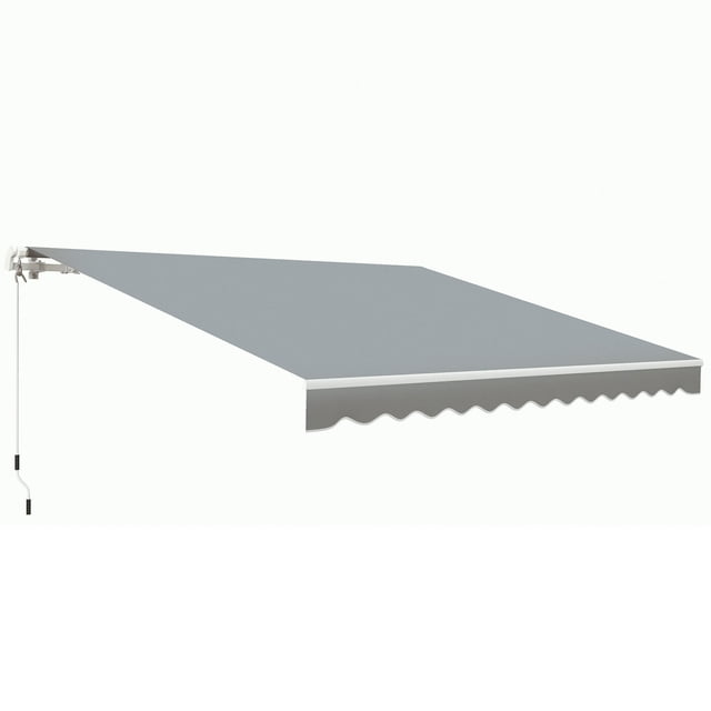 Outsunny Retractable Awning Manual Sun Shade Shelter Grey