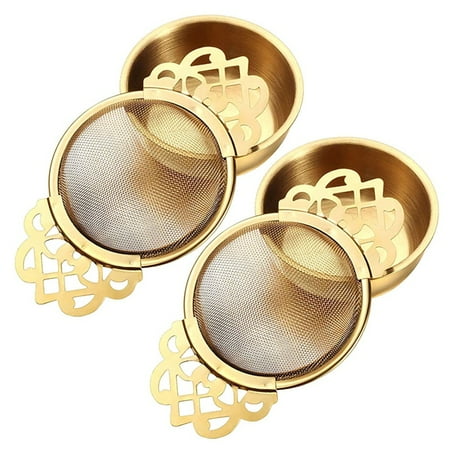 

2X Stainless Steel Tea Strainer with Drip Bowl Easy Clean Loose Leaf Hanging Infuser Filter Kitchen Tool