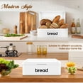 thumbnail image 6 of Walchoice Bread Box for Kitchen Countertop, 16.5” x 9” x 6.4” White Metal Bread Bin Holder for Loaves Pastries Dry Food, Large Capacity Storage Container for Vintage Farmhouse Decor, 6 of 7