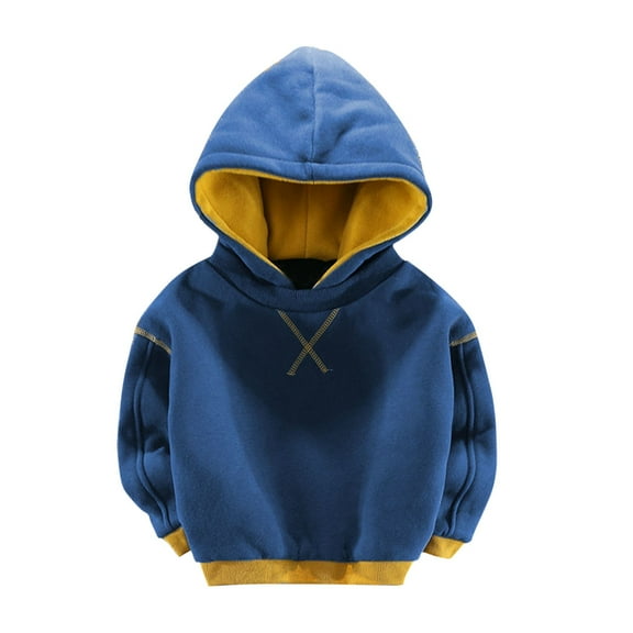 Efsteb Boys Sweatshirts Cute Tops Solid Color Casual Fashion Hooded Sweatshirt Loose Comfy Long Sleeve Tops Pullover (Blue,4 Years)
