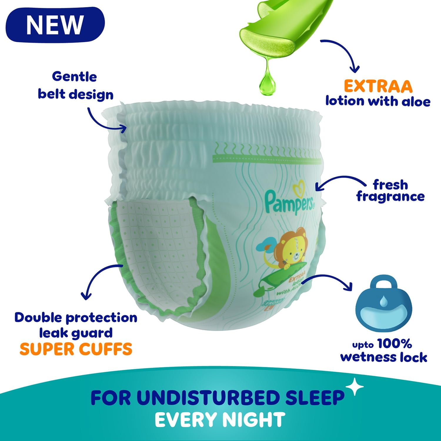 Pampers All Round Protection Pant Style Baby Diapers Large for 9-14kg, 64 Count