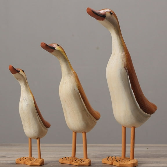 TINKSKY 3Pack Mini Duck Wooden Duck Sculpture Assorted Color Decoration for Home Living Room