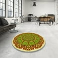 thumbnail image 3 of Ahgly Company Indoor Round Patterned Bold Yellow Area Rugs, 7' Round, 3 of 6