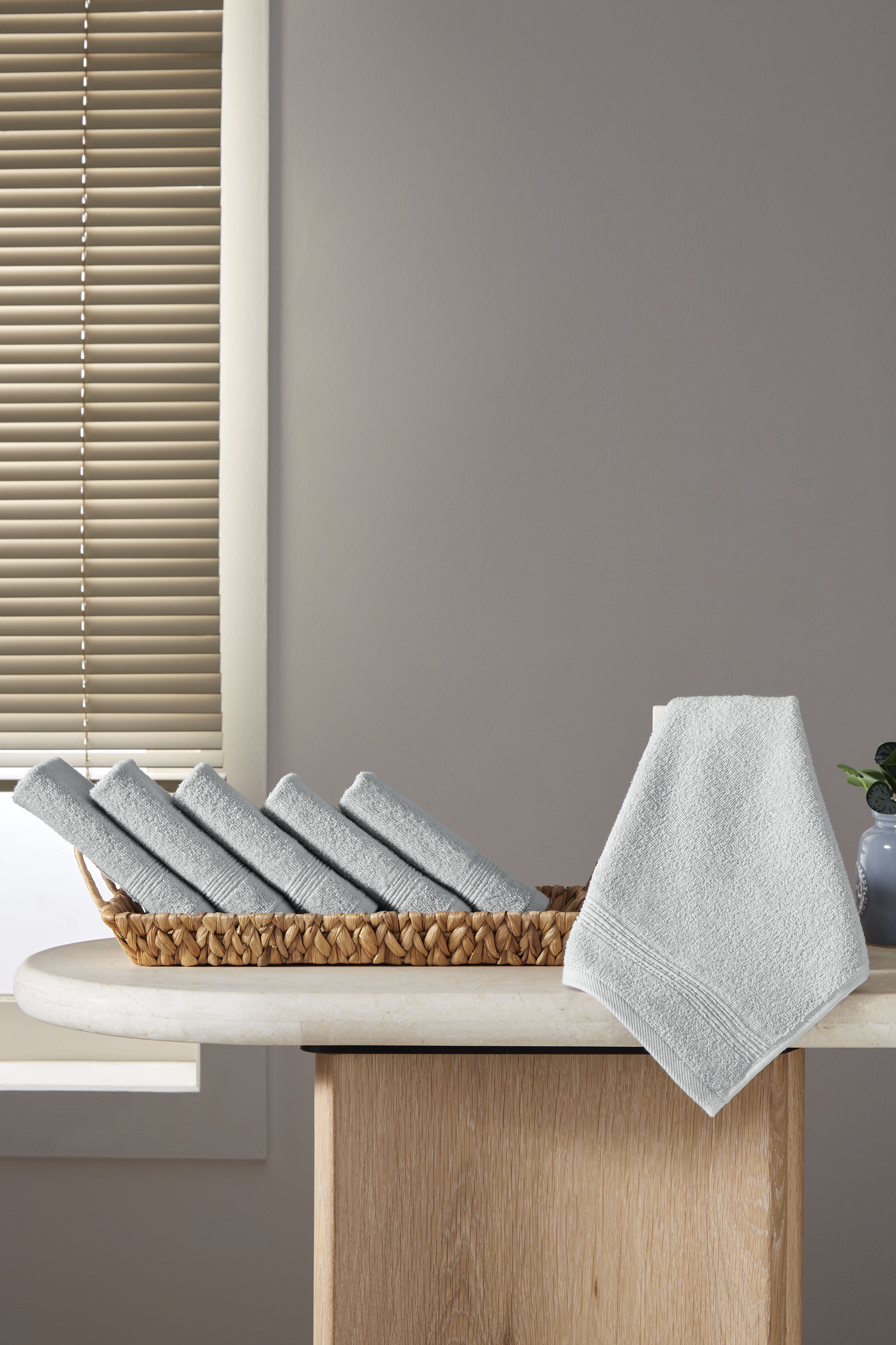 Ozdilek 6-Piece Washcloth Set, 13x13" 100% Turkish Cotton, Lightweight & Quick-Dry, Breathable Face Towels, Soft & Durable Wash Cloths for Daily Use, Gym, Travel, Grey