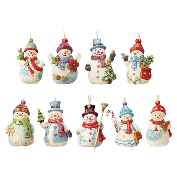 18 Pieces Christmas Snowman Wooden Ornaments Decoration Set for Tree Crafts Holiday Decor Xmas Party Supplies Happy Day!
