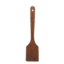 Tunhigl Non-Stick Wooden Spatula Set - Eco-Friendly Kitchen Cooking Tools with Extended Handle for Safe, Scratch-Free Cooking Brown