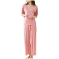 thumbnail image 4 of XuJwPNcy 2 Piece Womens Pajama Sets Short Sleeve Crew Necktop with Long Pajama Pants Soft Nightwear Pj Sets Lounge Sets for Women, 4 of 6