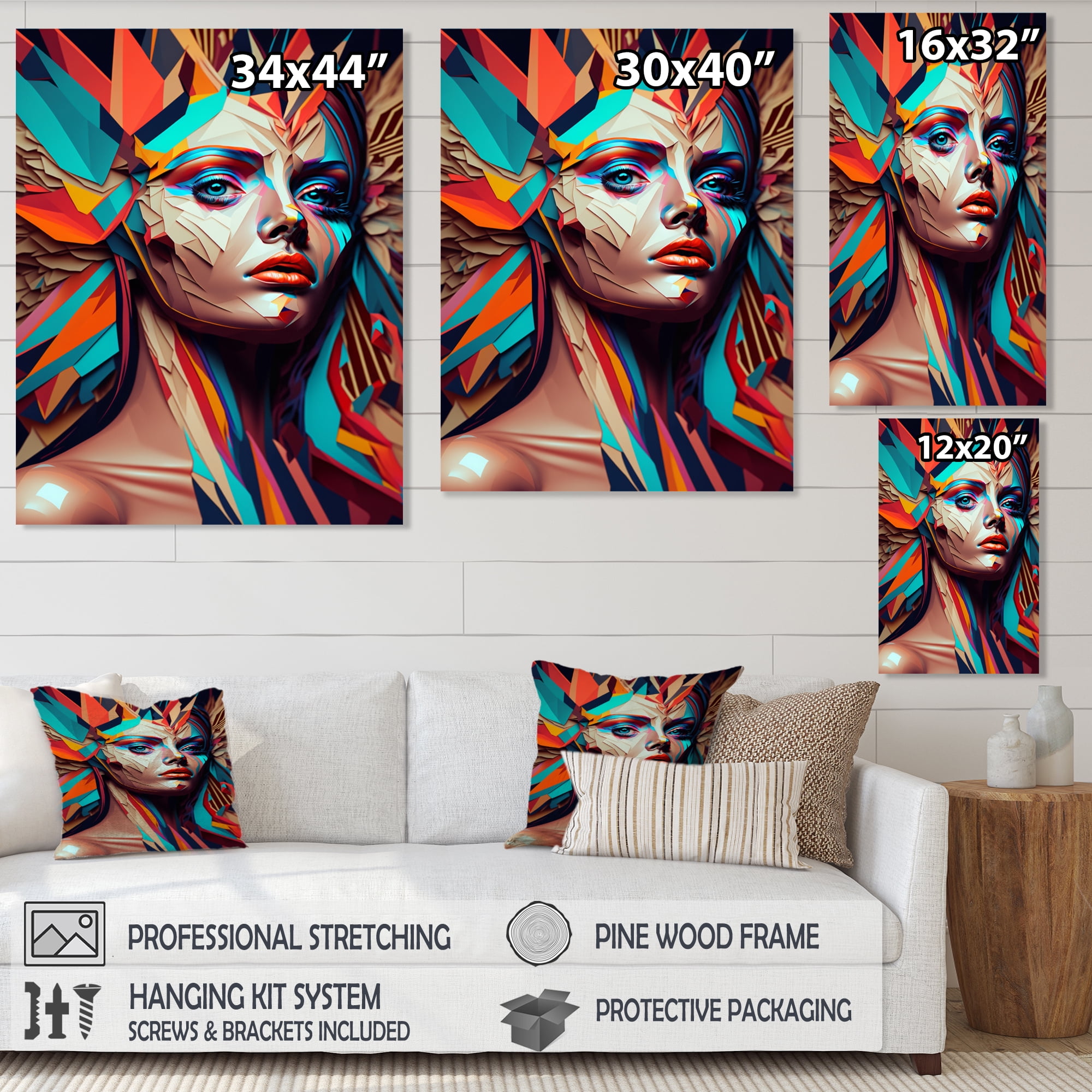 Designart Cubic Woman Portrait II Canvas Wall Art