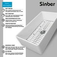 thumbnail image 6 of Sinber  Farmhouse Apron Single Bowl Kitchen Sink with Fireclay White Finish 33" x 18" x 10" - White, 6 of 9
