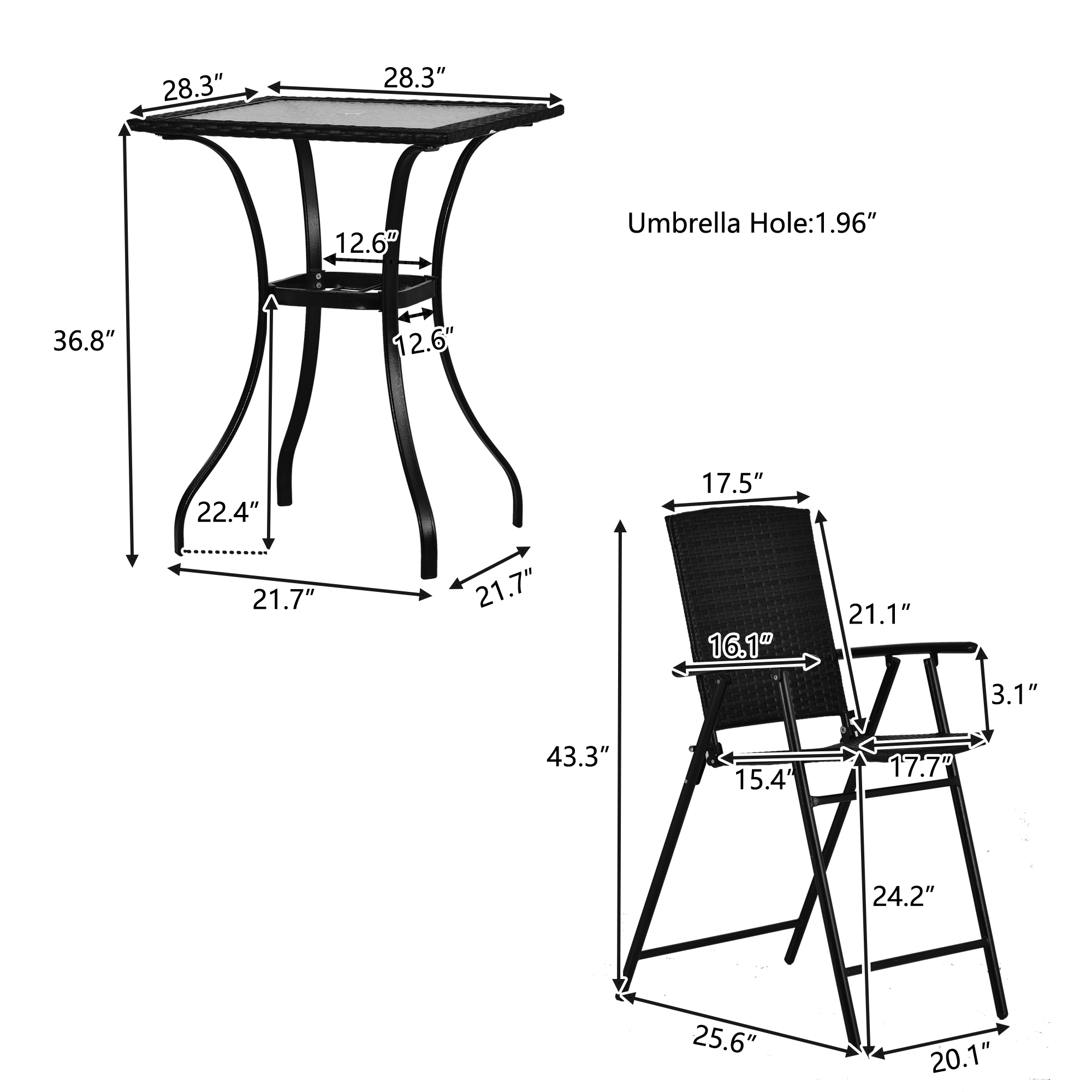 segmart-5-piece-height-dining-table-set-outdoor-all-weather-wicker