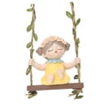 thumbnail image 3 of Estatua de niña sentada en un columpio para jardín, hamaca decorativa para el hogar, figura colgante Amarillo, 3 of 9