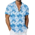 thumbnail image 4 of Ceisia Men's Tropical Leaf Print Short Sleeve Button Down Hawaiian Shirt for Beach Vacation Light Blue M Gifts, 4 of 7