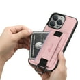 thumbnail image 4 of for iPhone 11 Pro Max Wallet Case, Classic Finger Ring with Card Holder Lychee Texture PU Leather Back Cover with Wristband Kickstand Shockproof Drop Protective for iPhone 11 Pro Max, Pink, 4 of 10