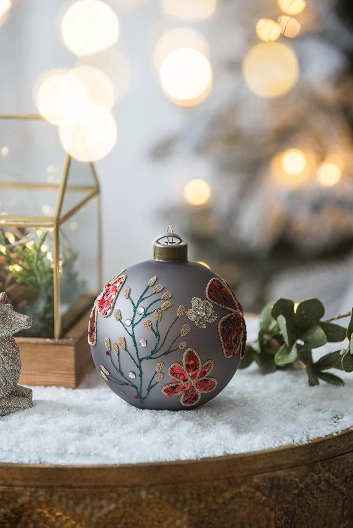 Set of 12 Glass Christmas Ball Ornaments with Glitter and Painting Design by Riccardo Tree Decor