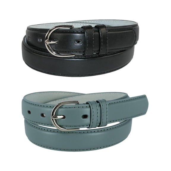 CTM  Leather 1 1/8 Inch Dress Belt (Pack of 2 Colors) (Women)