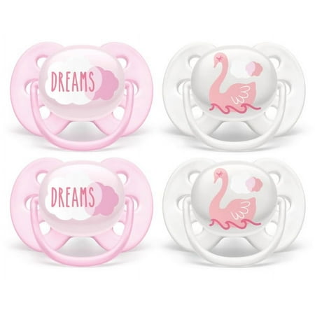 UPC: 0075020089205 | Philips Avent Ultra Soft Pacifier 0-6 months Dreams and Swan Designs 4 pack SCF222/42