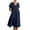 Navy, variant on purcolt Womens Cotton Linen Midi Dress Casual Loose Fit Short Sleeve V Neck Flowy Sundress Summer Beach Dress with Pockets