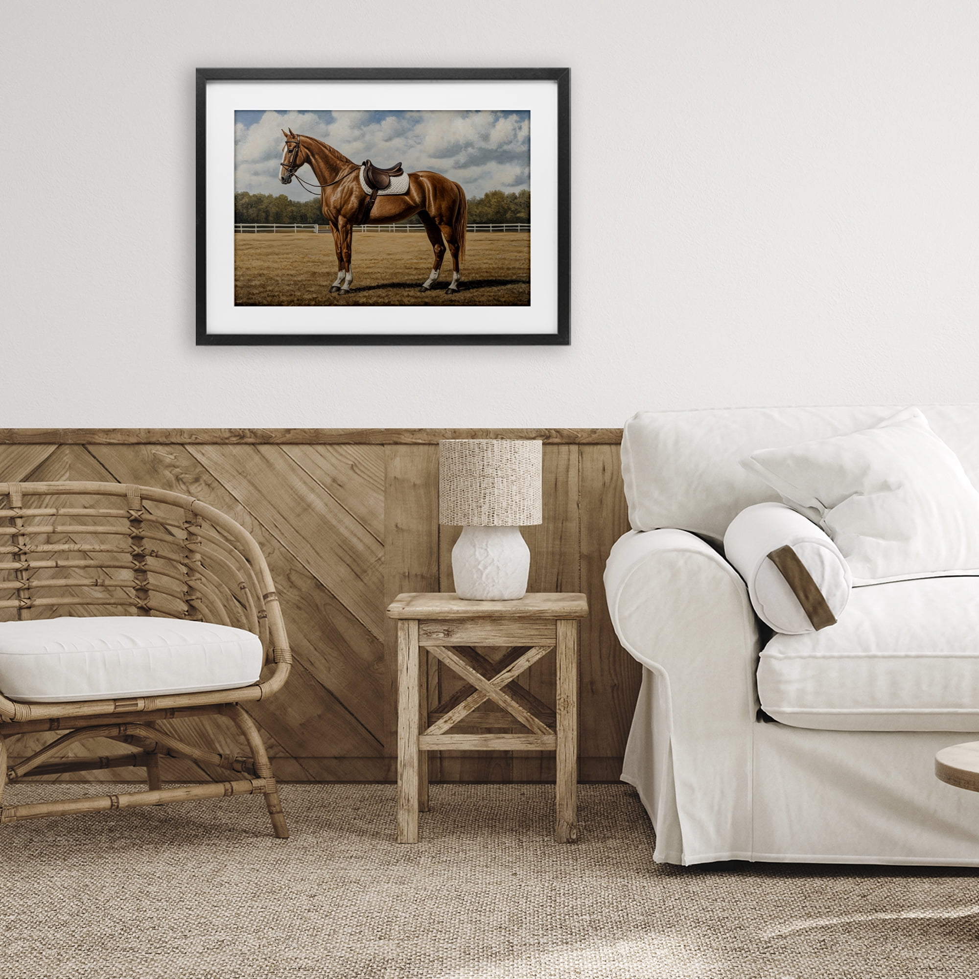 Stupell Industries Saddled Up Chestnut Horse Black Framed Print Under Glass, design by Petal Prints Design